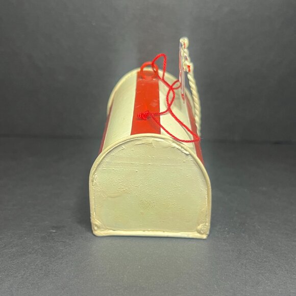 VTG Rare Patriotic USA Metal Striped Mailbox Flag Horn & Drum Christmas Ornament - Picture 5 of 7